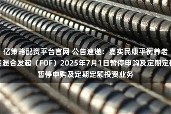 亿策略配资平台官网 公告速递：嘉实民康平衡养老三年持有期混合发起（FOF）2025年7月1日暂停申购及定期定额投资业务