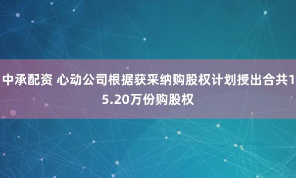 中承配资 心动公司根据获采纳购股权计划授出合共15.20万份购股权